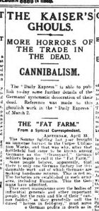 The Daily Express weighs in with its own 'corpse factory' propaganda, April 1917